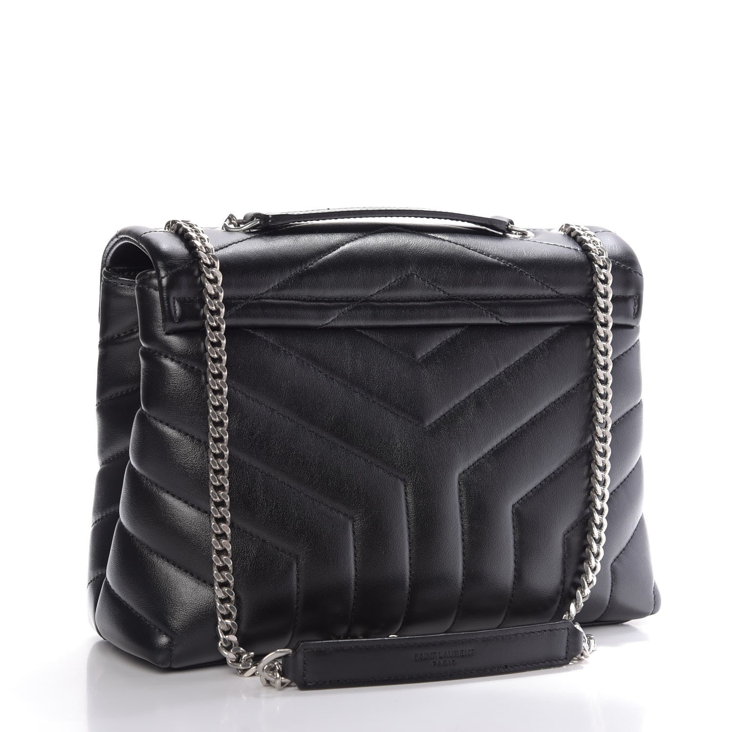 Saint Laurent Calfskin Y Quilted Monogram Small Loulou Chain Satchel Black 4 of 11