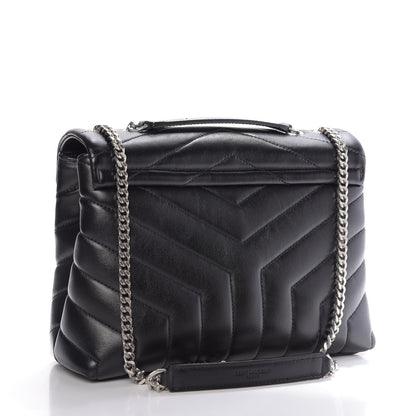Saint Laurent Calfskin Y Quilted Monogram Small Loulou Chain Satchel Black 4 of 11