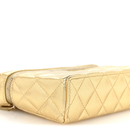 Chanel Metallic Caviar Quilted Top Handle Slim Vanity With Chain Gold 9 of 10