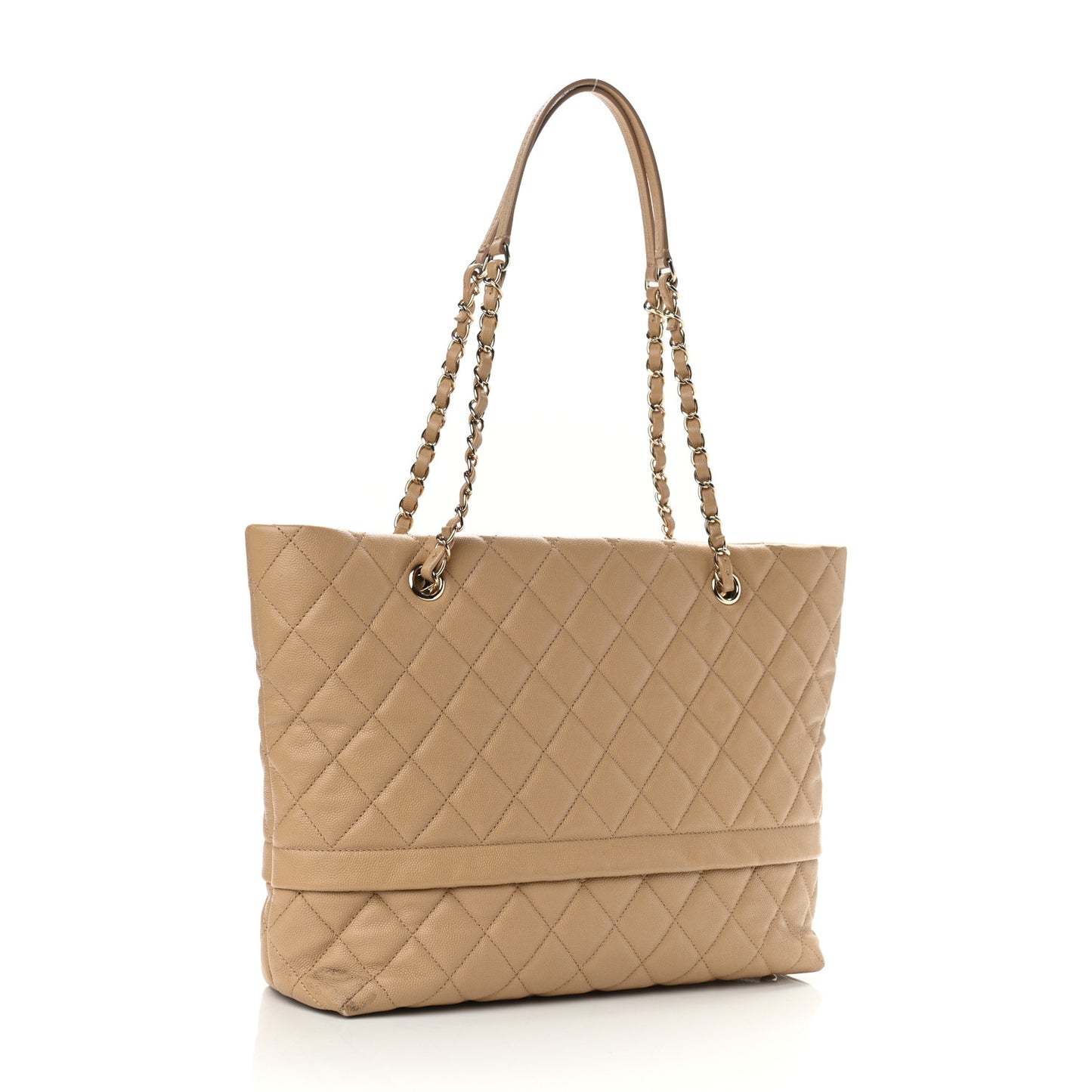 Caviar Quilted Rolled Up Tote Beige