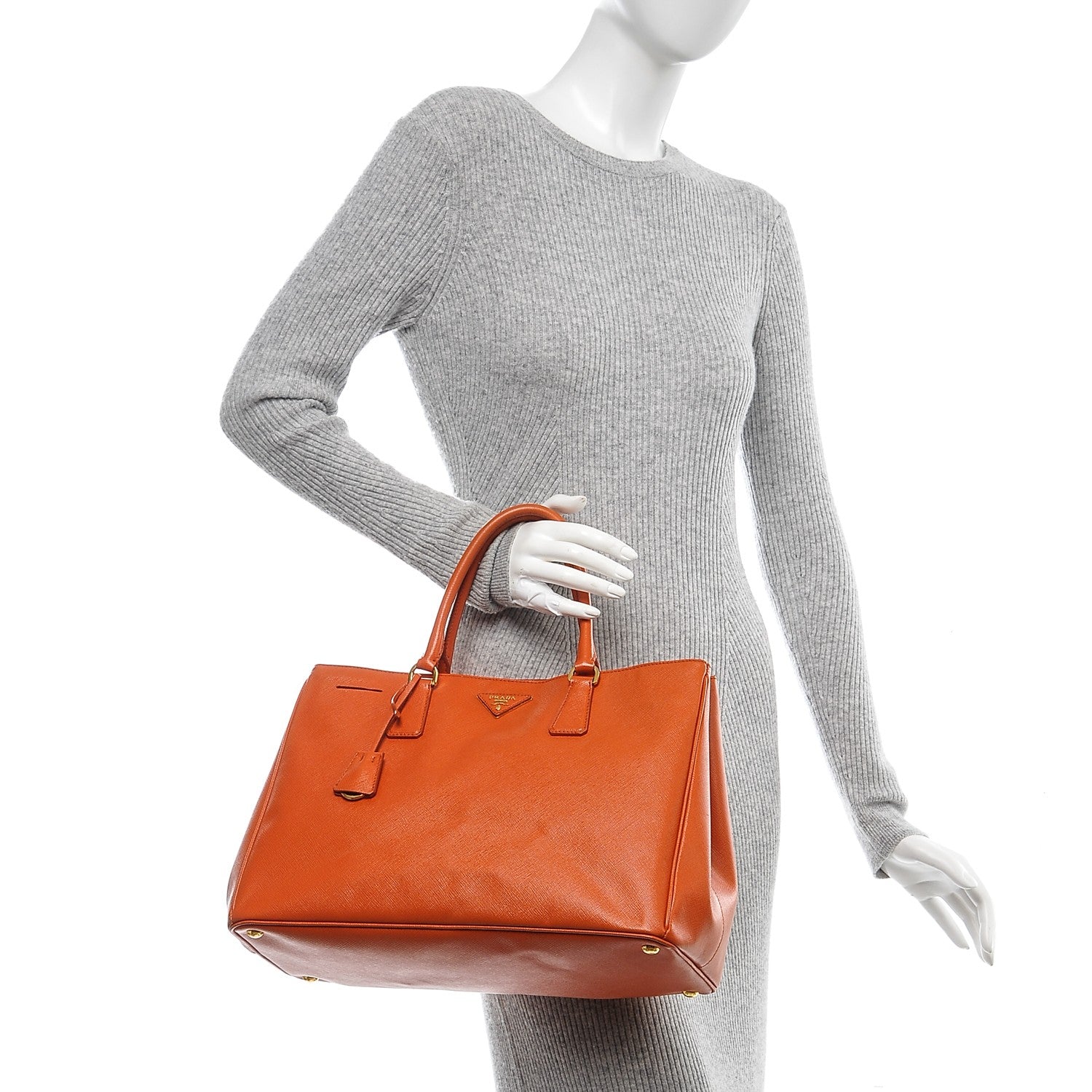 Prada Saffiano Lux Large Tote Papaya 2 of 9