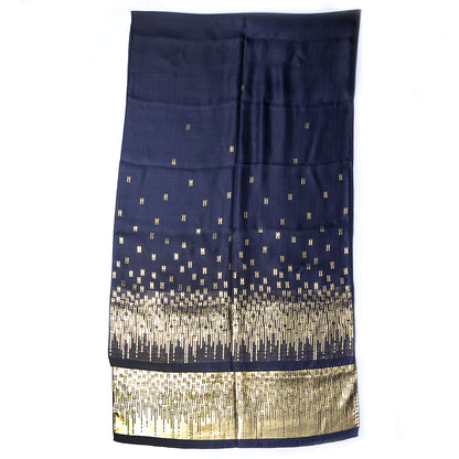 Hermes Silk Cashmere Hart Deco Stole Bleu Nuit Oro 3 of 6