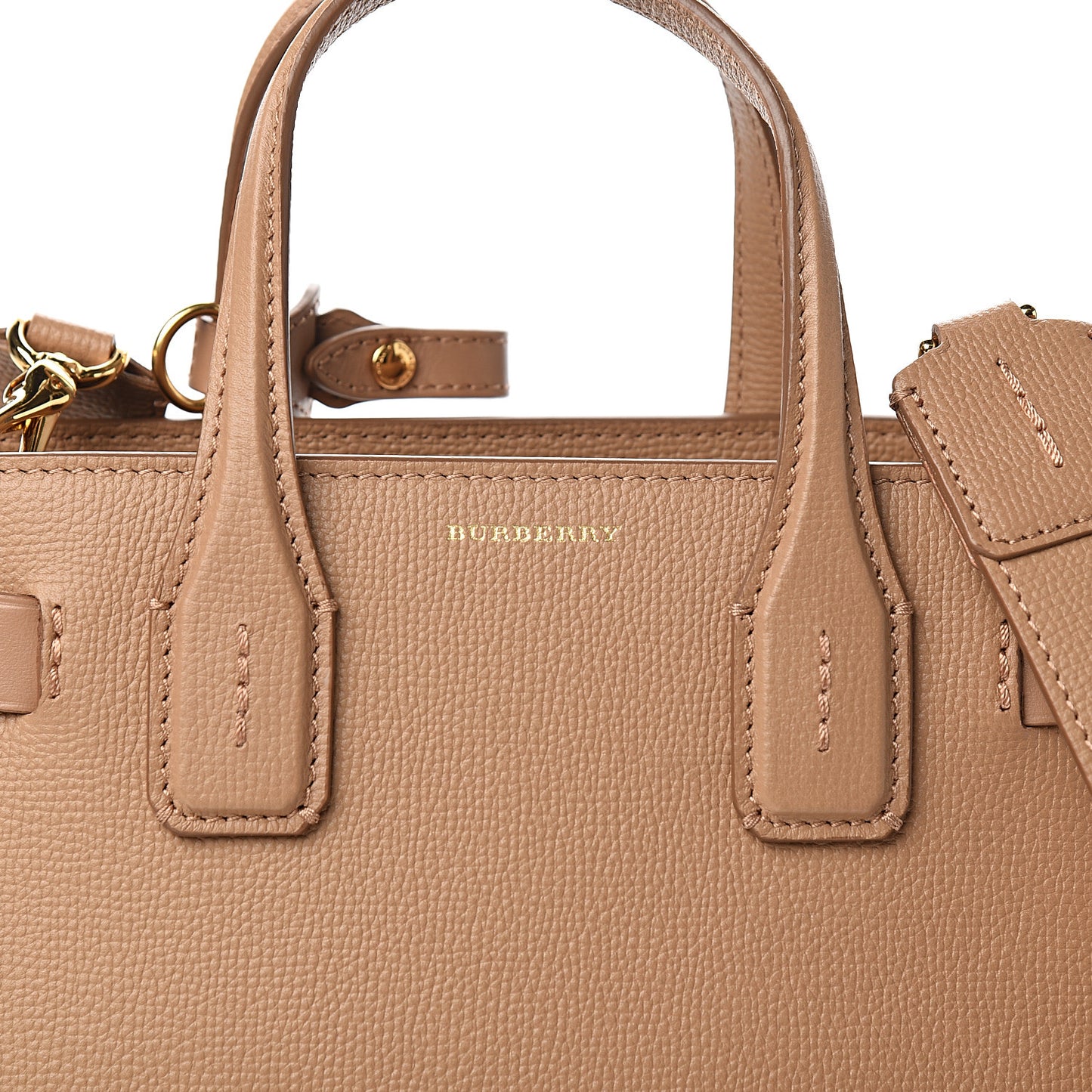 Grainy Calfskin House Check Small Banner Tote Tan