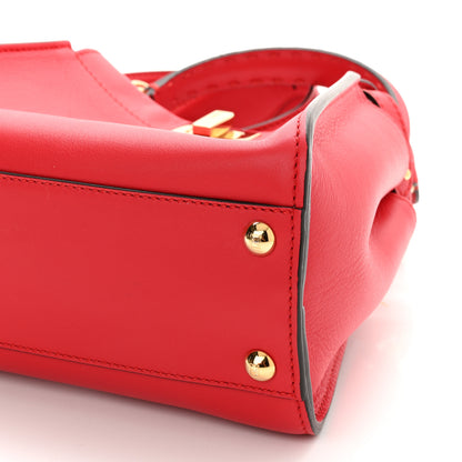 Fendi Vitello Seta Canvas FF Embroidered Mini Peekaboo Iconic Satchel Rosso Cardinale Multicolor 11 of 11