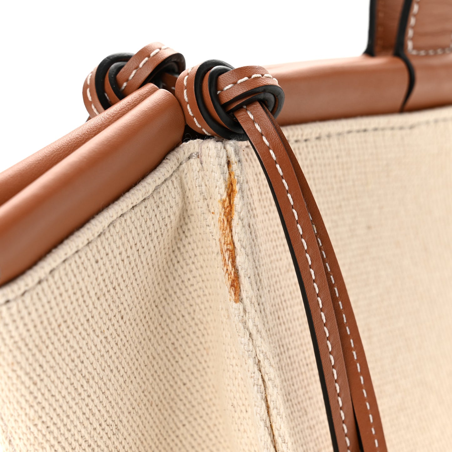 Canvas Calfskin Cushion Tote Beige