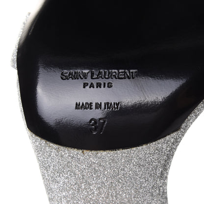 Saint Laurent Glitter Amber 105 Ankle Strap Sandals 37 Silver 8 of 10