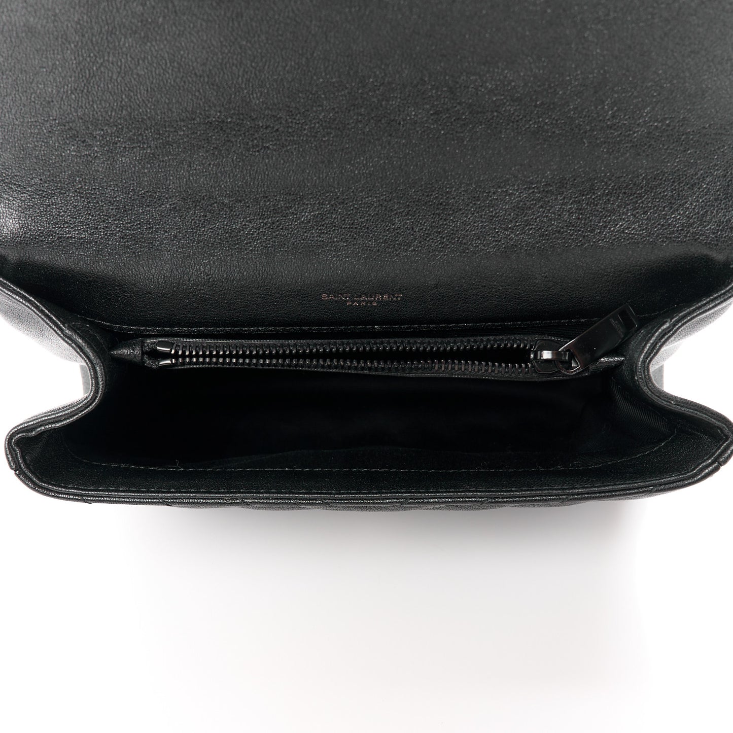 Sheepskin Matelasse Chevron Monogram Monochrome Medium College Bag Black