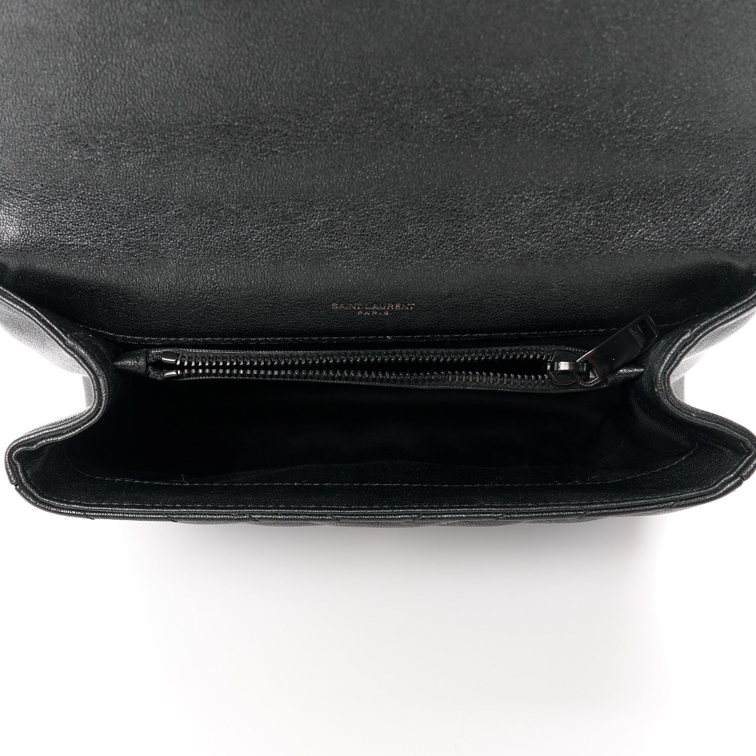 Saint Laurent Sheepskin Matelasse Chevron Monogram Monochrome Medium College Bag Black 5 of 11