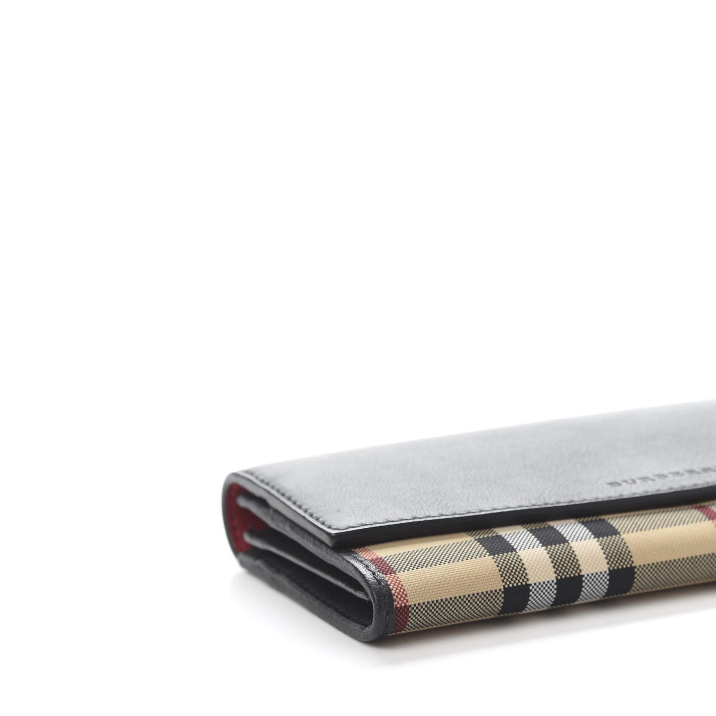 Grainy Calfskin House Check Continental Wallet Black