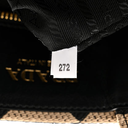 Prada Jacquard Saffiano Triangolo Symbole Embroidered Small Tote Black Corda 6 of 9