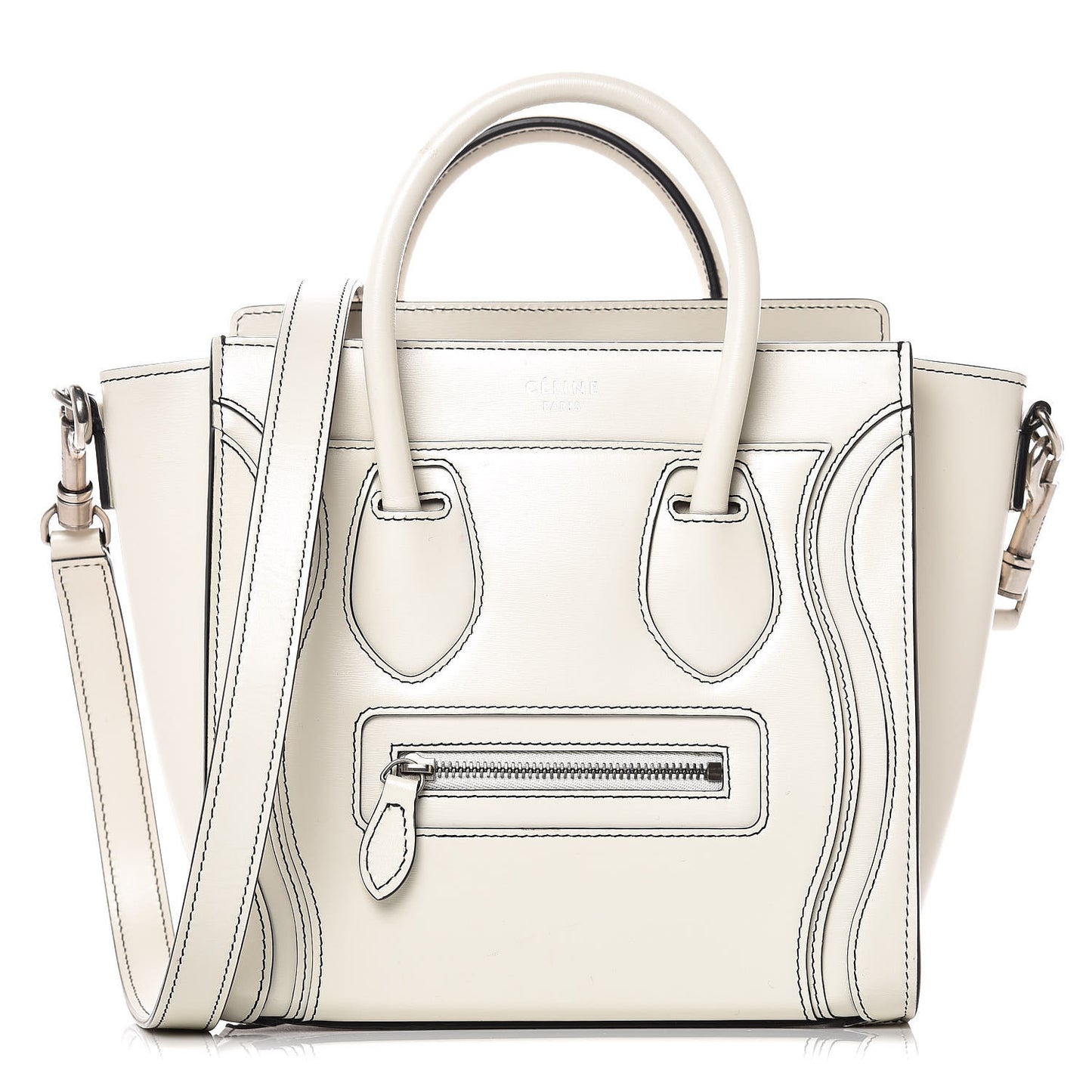 Satin Calfskin Nano Debossed Luggage White