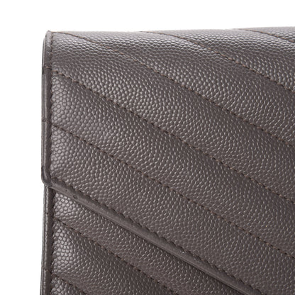 Saint Laurent Grain De Poudre Matelasse Chevron Monogram Chain Wallet Earth 9 of 14