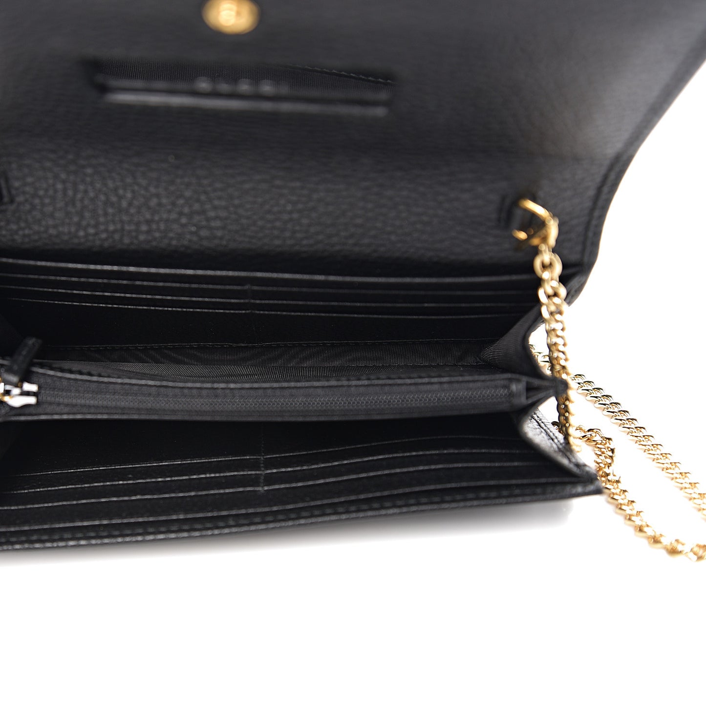 Calfskin Petite GG Marmont Wallet Chain Bag Black