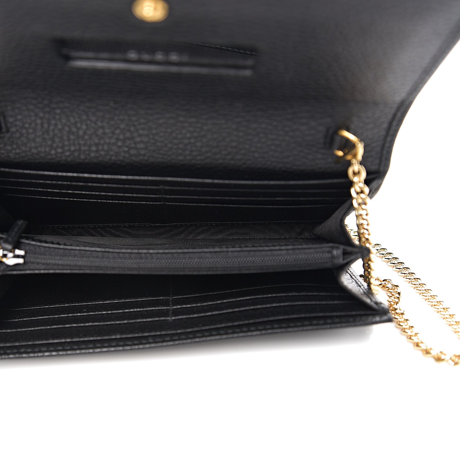 Gucci Calfskin Petite GG Marmont Wallet Chain Bag Black 4 of 10