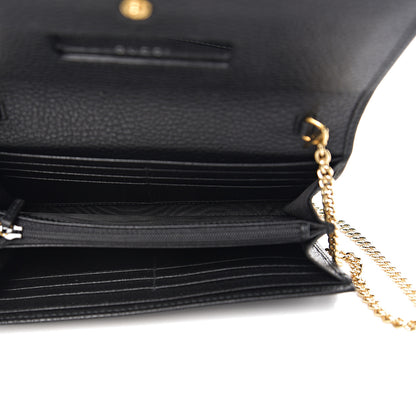 Gucci Calfskin Petite GG Marmont Wallet Chain Bag Black 4 of 10