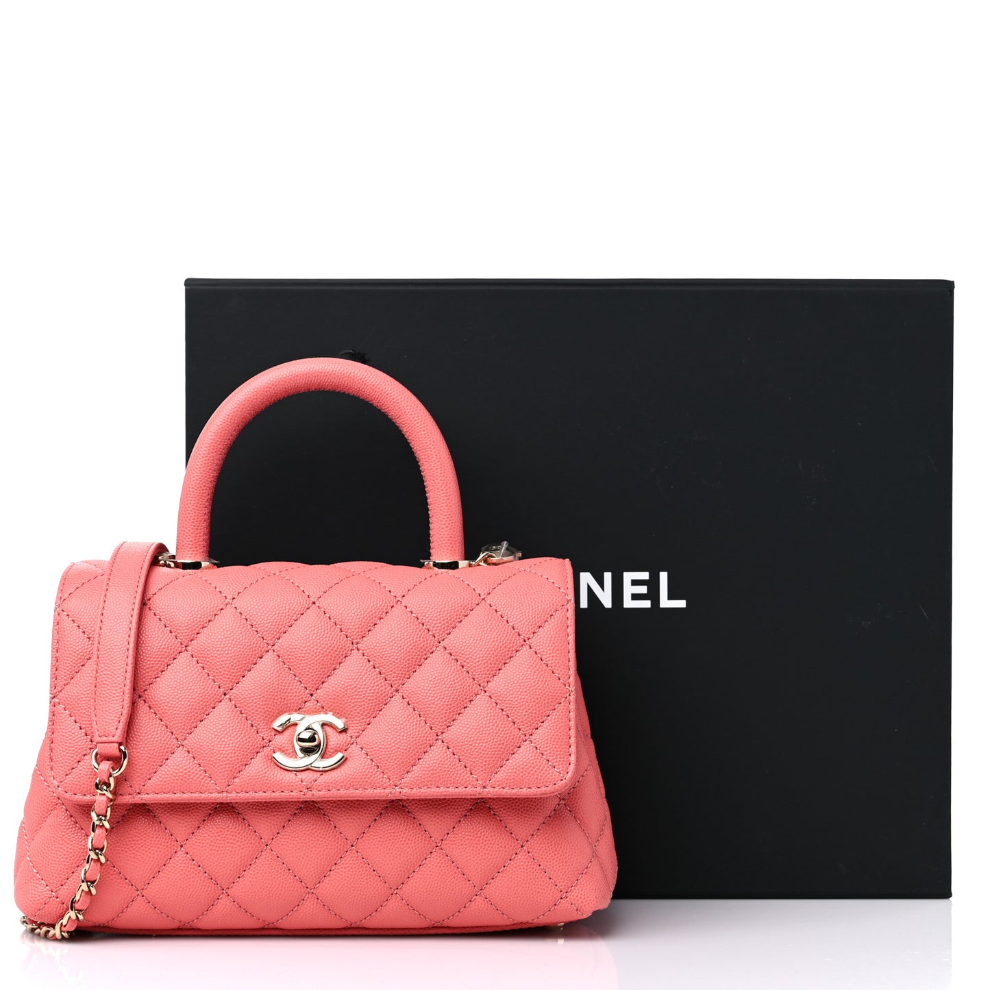 Caviar Quilted Mini Coco Handle Flap Pink