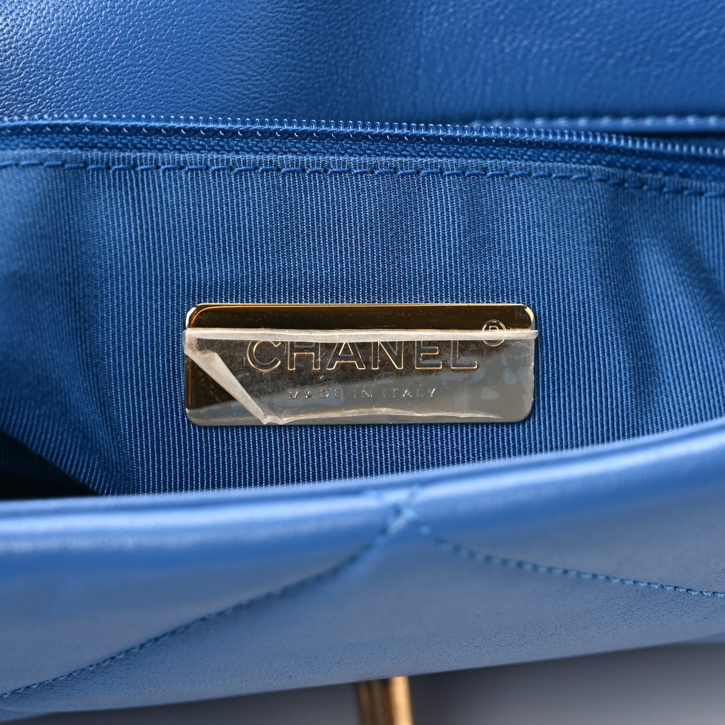 Lambskin Quilted Large Chanel 19 Flap Blue