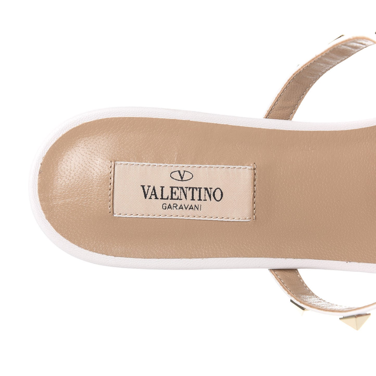 Nappa Rockstud Caged Flat Slide Sandals 39.5 Bianco Ottico