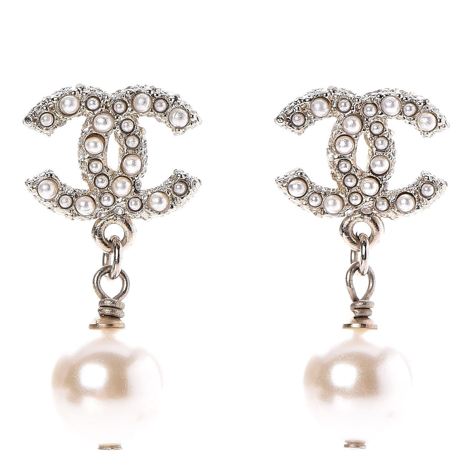 Chanel Pearl CC Drop Earrings Light Gold 1 of 5
