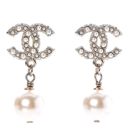 Chanel Pearl CC Drop Earrings Light Gold 1 of 5