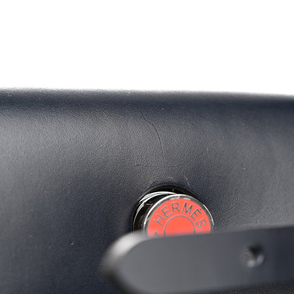Hermes Military Toile Vache Hunter Laque Horseshoe Herbag Zip PM 31 Deep Blue Indigo 11 of 11