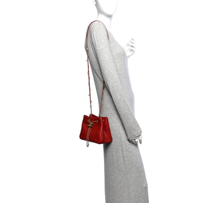 Chanel Calfskin Stitched Small Egyptian Amulet Drawstring Bag Red 2 of 13