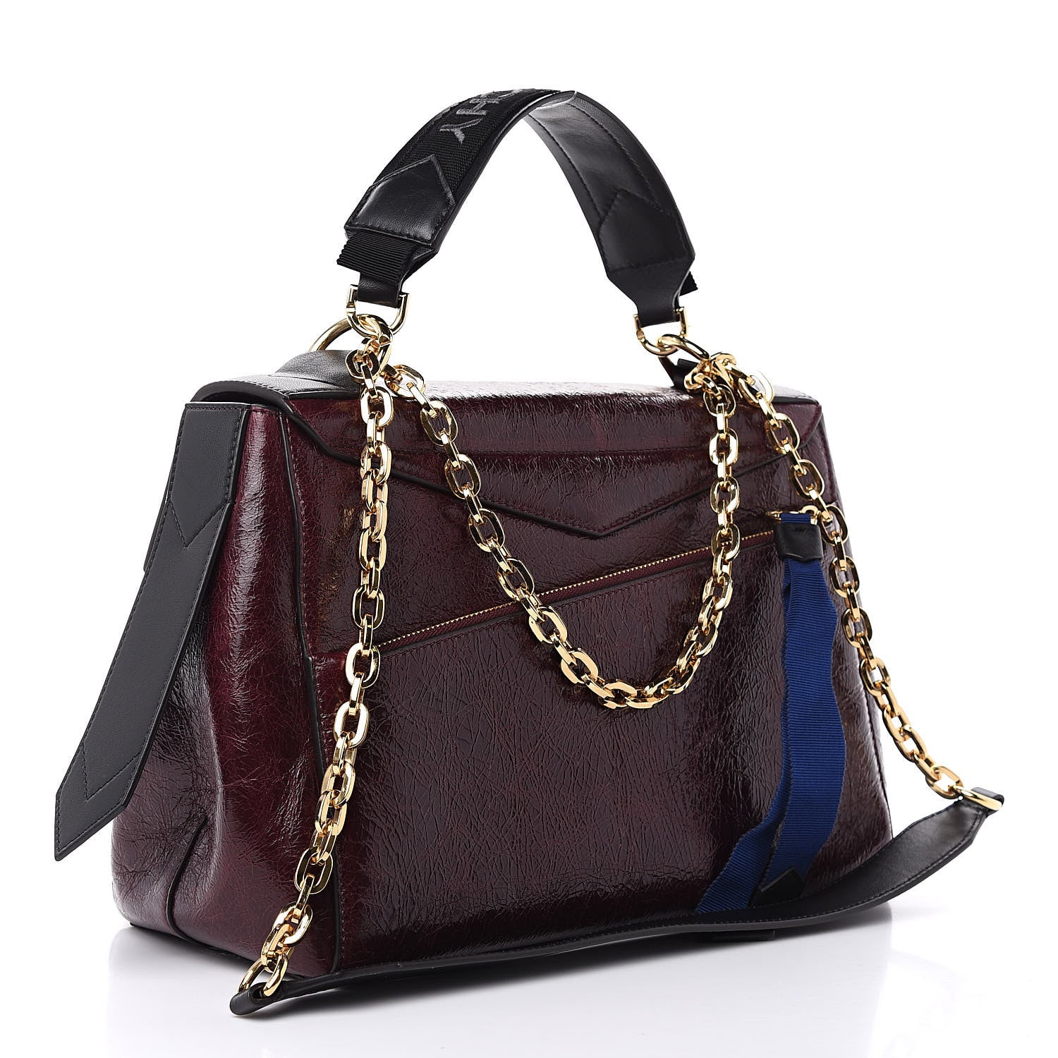 Givenchy Creased Patent Calfskin Medium ID Flap Aubergine 3 of 9