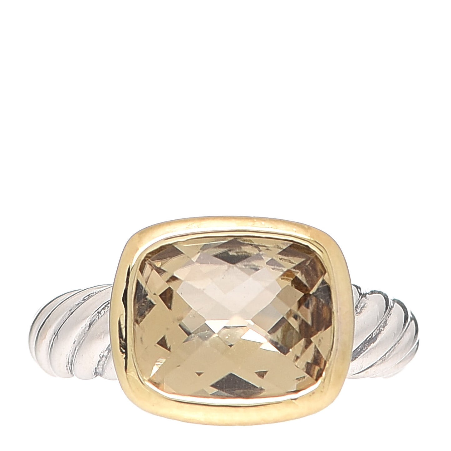 Sterling Silver 18K Yellow Gold Smoky Quartz 10mm Noblesse Ring 49 5