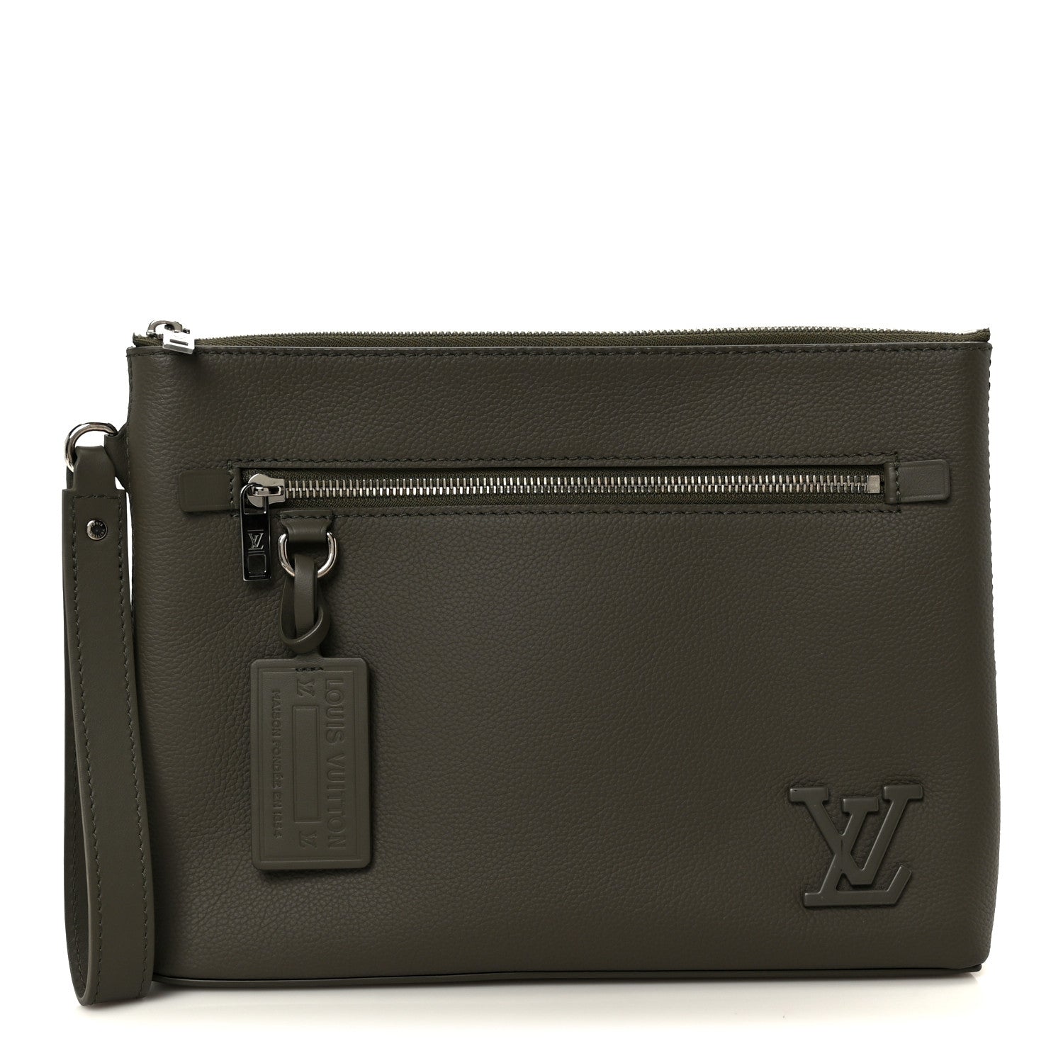 Louis Vuitton Grained Calfskin Aerogram Takeoff Pouch Grey 1 of 8