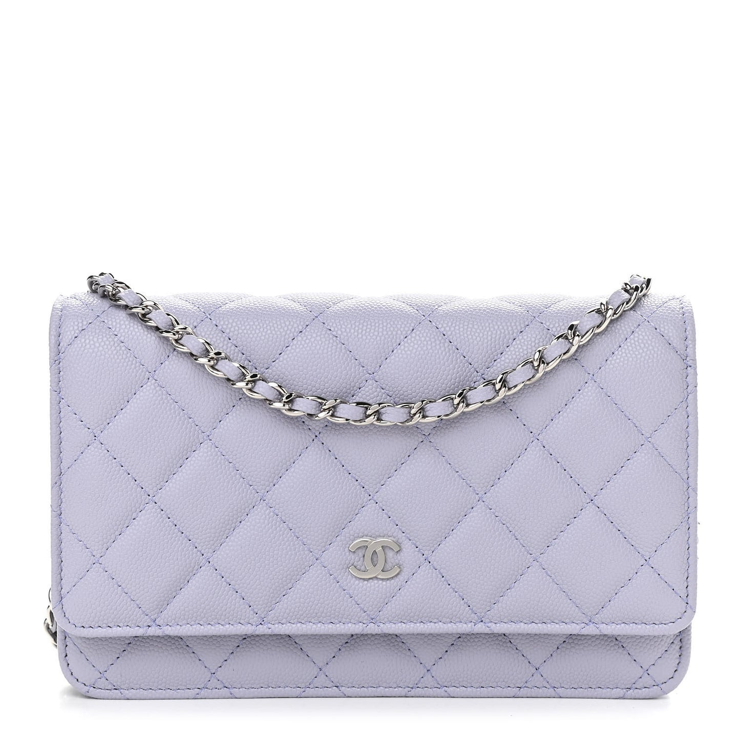 Caviar Quilted Wallet On Chain WOC Light Purple