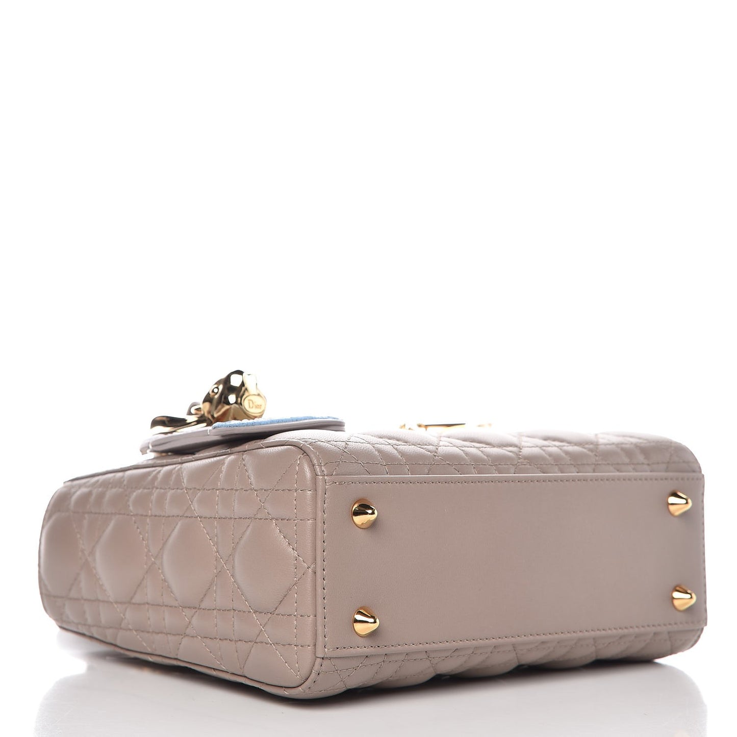 Lambskin Cannage Small Jeweled Swan Lady Dior Taupe