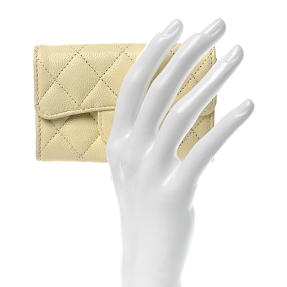 Chanel Caviar Quilted Flap Card Holder Wallet Yellow 2 of 10