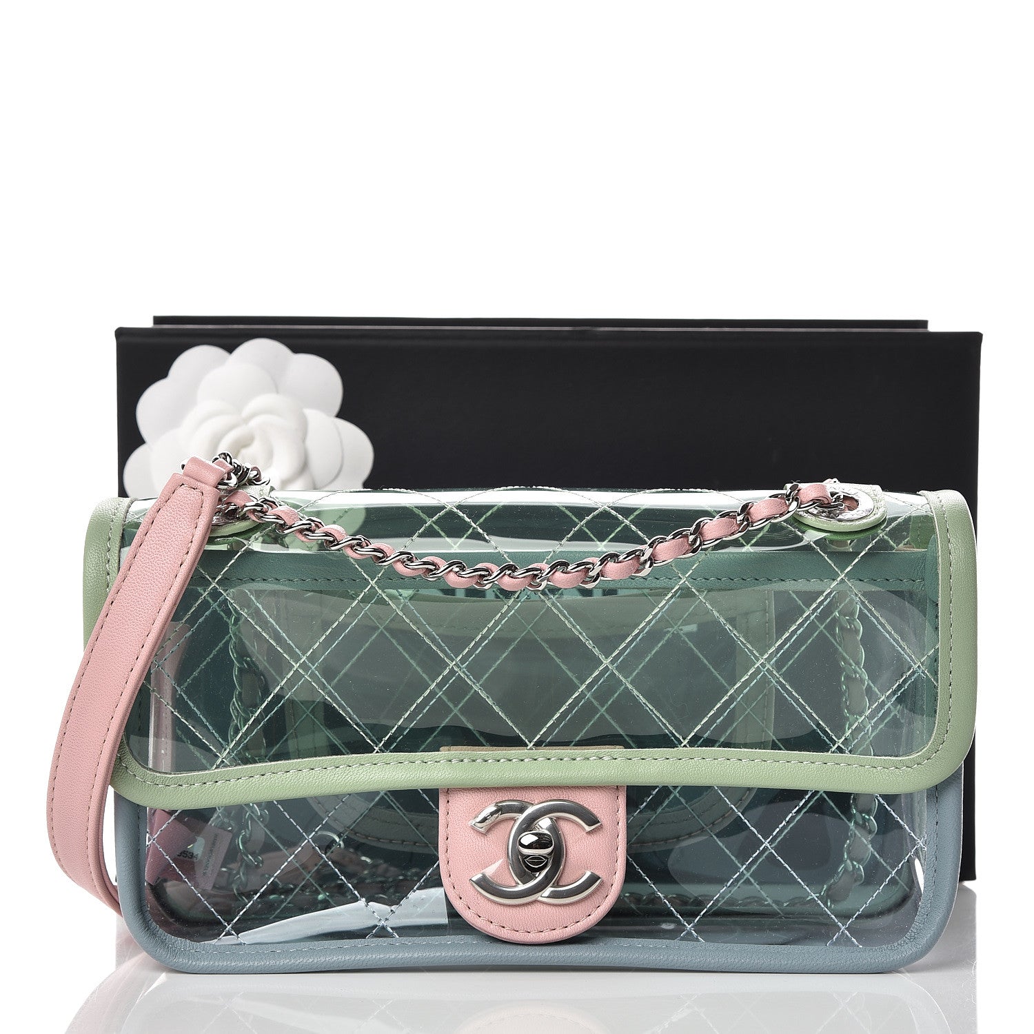 Chanel Lambskin PVC Quilted Mini Coco Splash Flap Blue Green 10 of 10