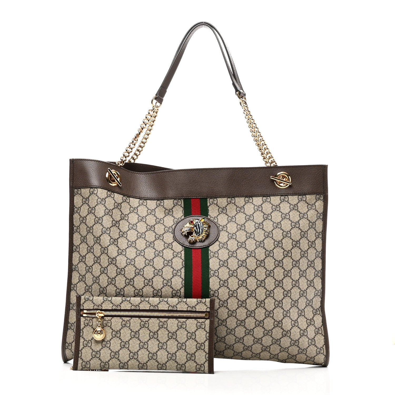 Gucci GG Supreme Monogram Large Rajah Chain Tote Beige New Acero 3 of 11