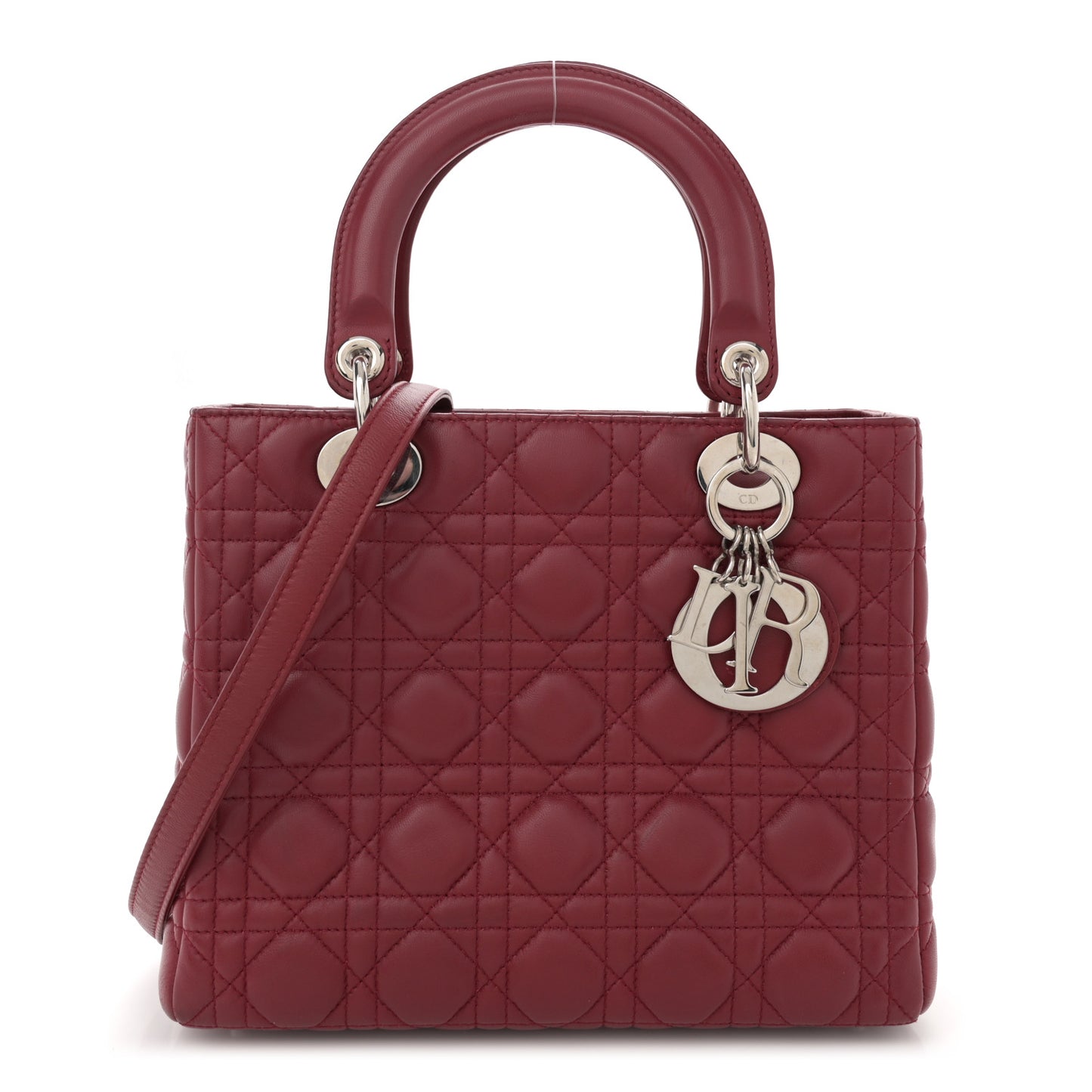 Lambskin Cannage Medium Lady Dior Dark Red