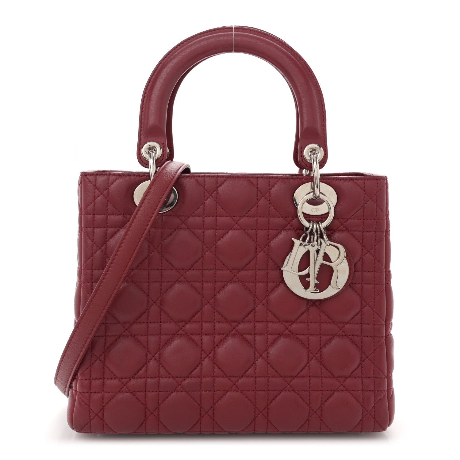 Christian Dior Lambskin Cannage Medium Lady Dior Dark Red 1 of 10