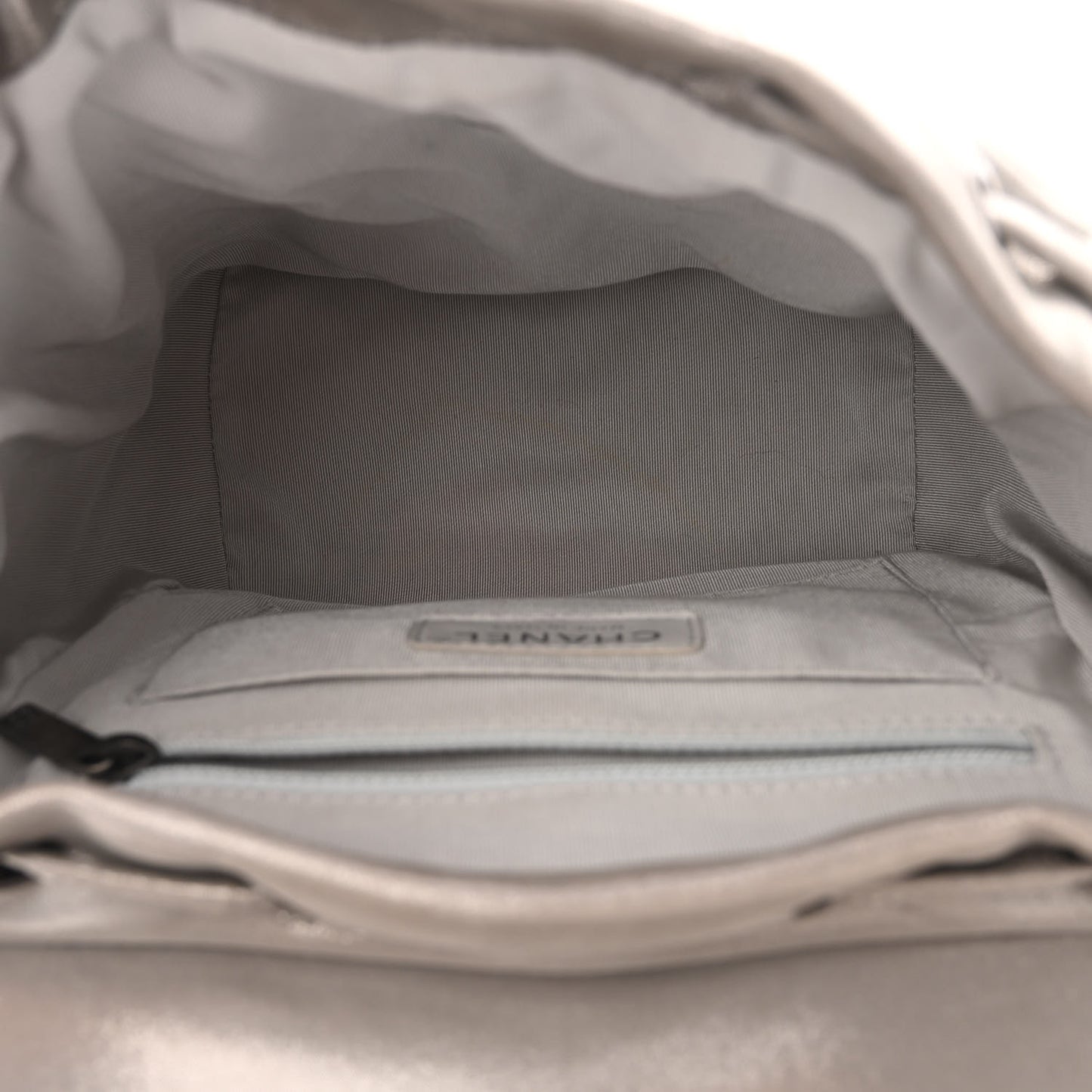 Iridescent Calfskin Chevron Quilted Small Urban Spirit Backpack Silver