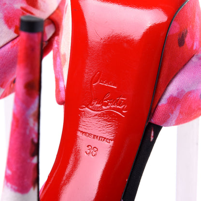 Christian Louboutin Fabric Volpi Popi Peep Toe 150 Platform Sandals 38 Pink 9 of 9