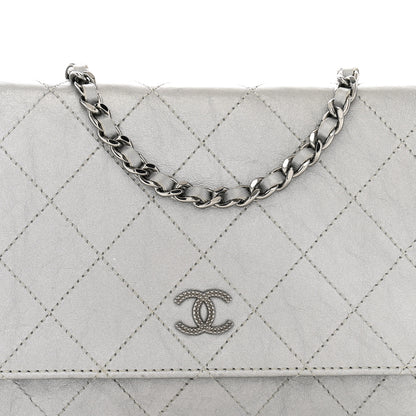 Chanel Metallic Aged Calfskin Quilted Wallet on Chain WOC Silver 9 of 14