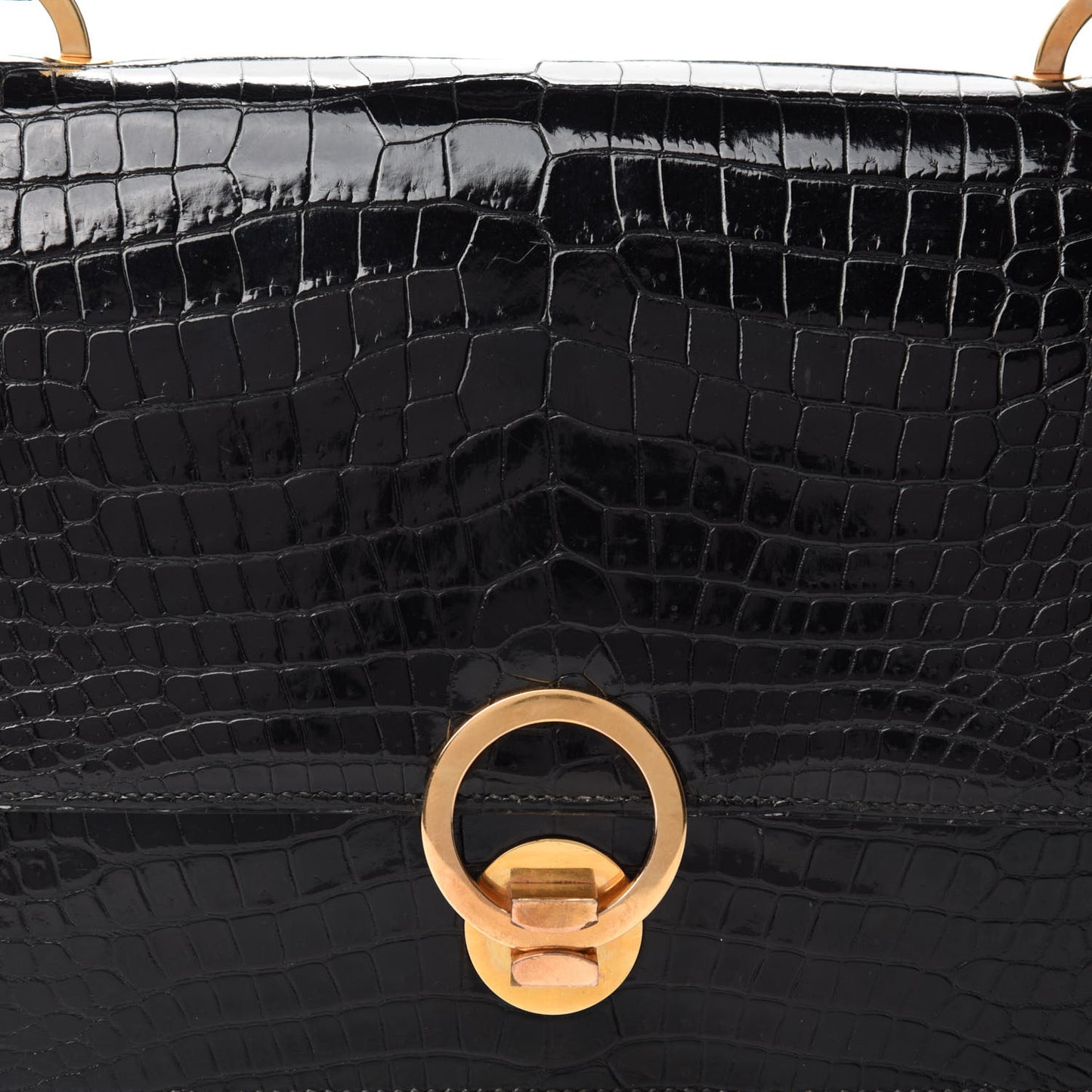 Shiny Porosus Crocodile Sac Boutonniere Black