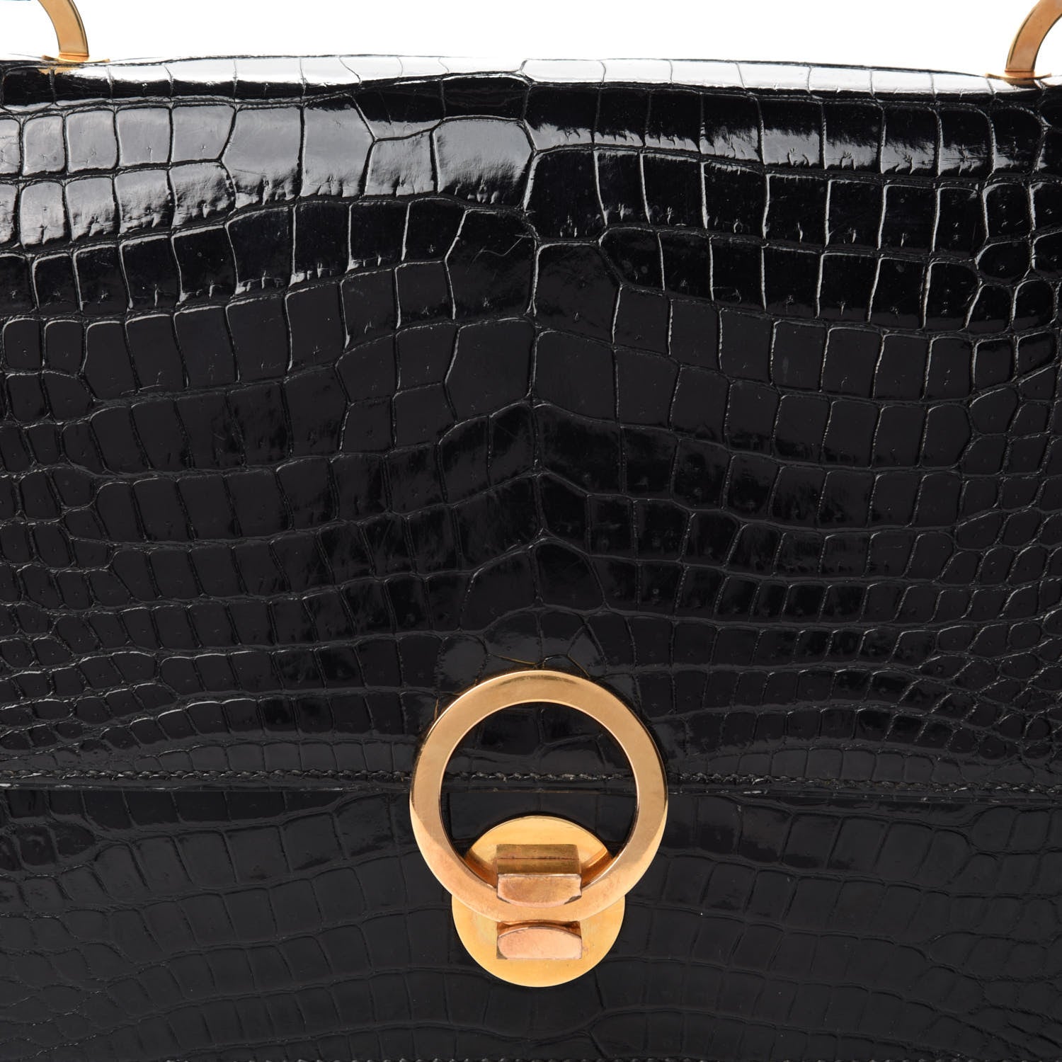 Hermes Shiny Porosus Crocodile Sac Boutonniere Black 17 of 17