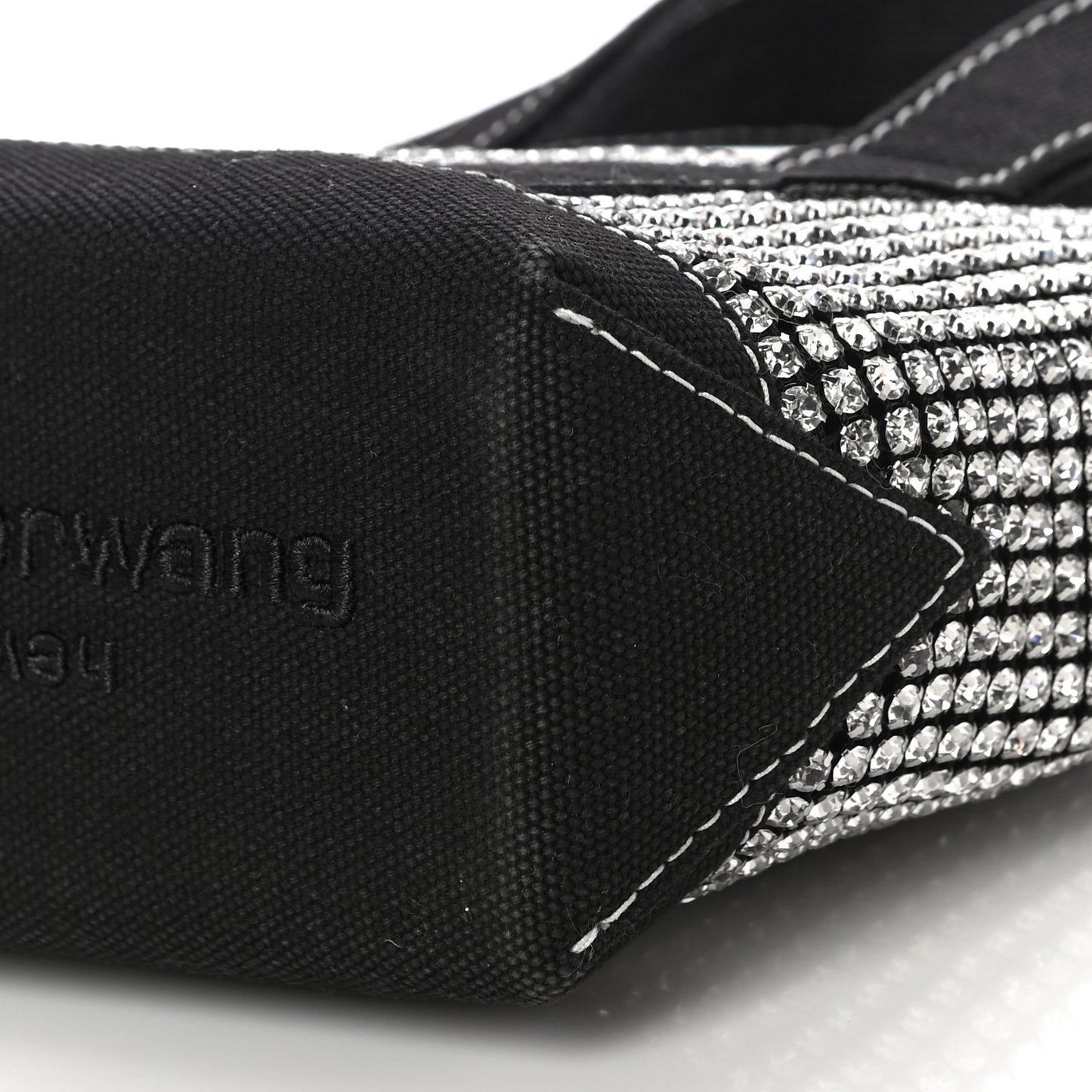 Mesh Crystal Rhinestone Mini Cruiser Tote Black Silver