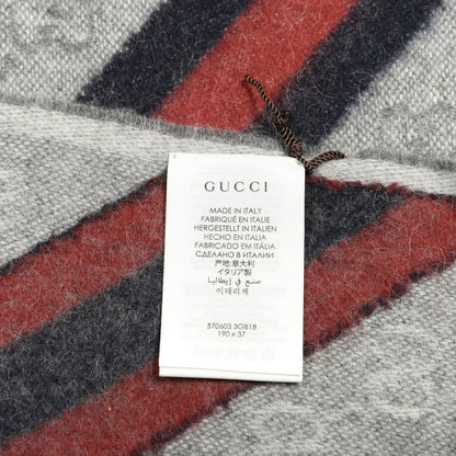 Gucci Wool Angora Monogram Web New Nikky Scarf Zinc Blue 4 of 4