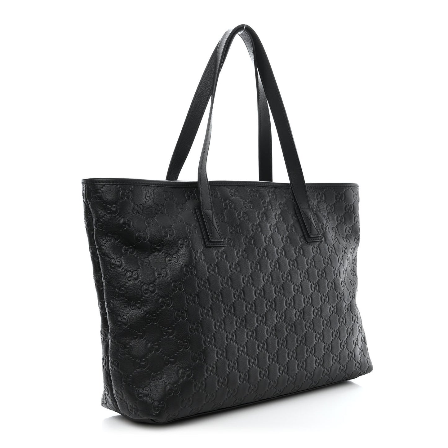 Guccissima Medium Zippered Shopping Tote Black