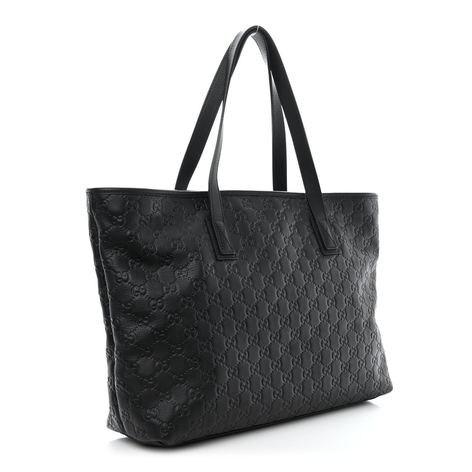 Gucci Guccissima Medium Zippered Shopping Tote Black 3 of 10