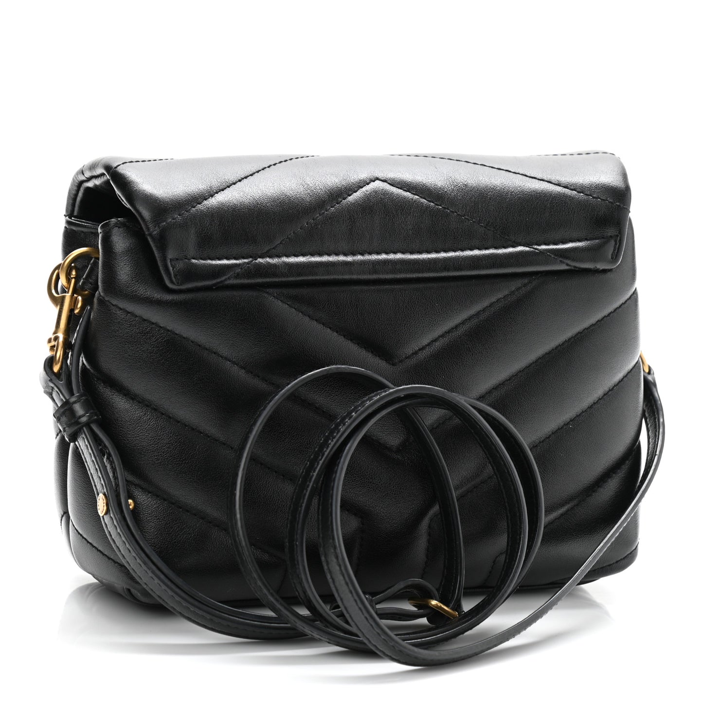 Calfskin Y Quilted Monogram Toy Loulou Crossbody Bag Black