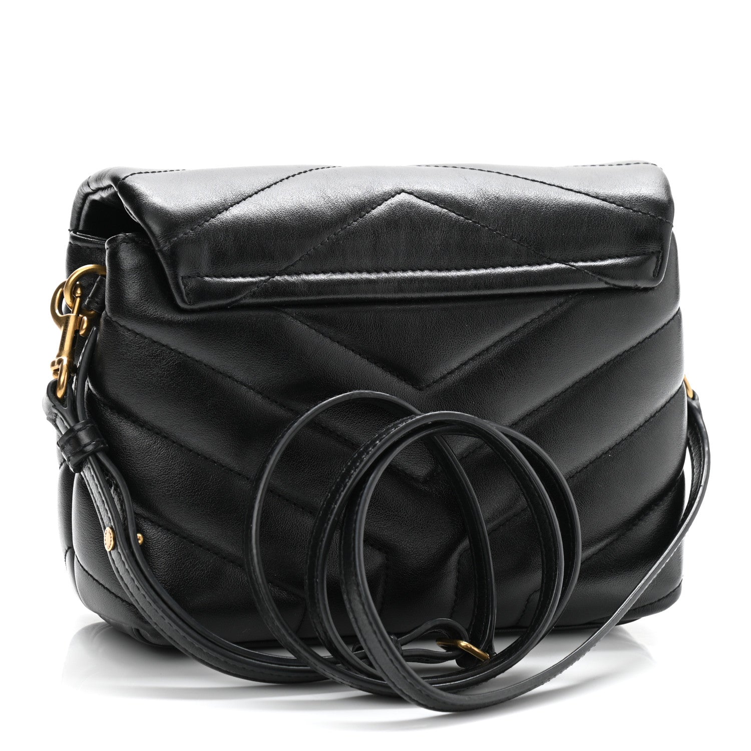 Saint Laurent Calfskin Y Quilted Monogram Toy Loulou Crossbody Bag Black 6 of 21