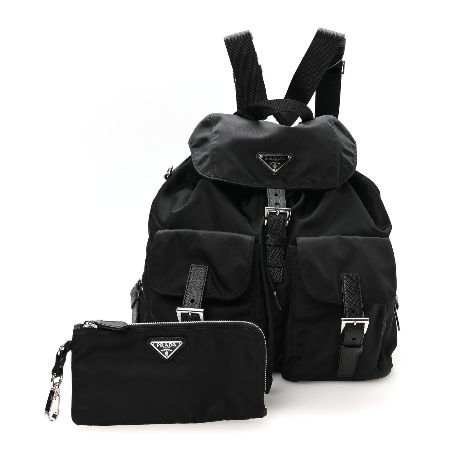 Re-Nylon Vela Saffiano Medium Backpack Black
