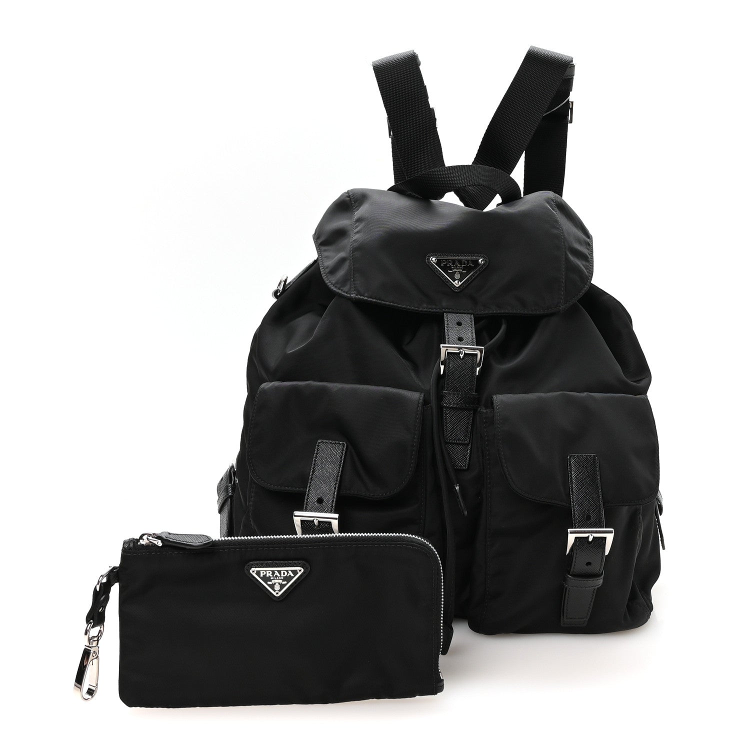 Prada Re-Nylon Vela Saffiano Medium Backpack Black 2 of 11