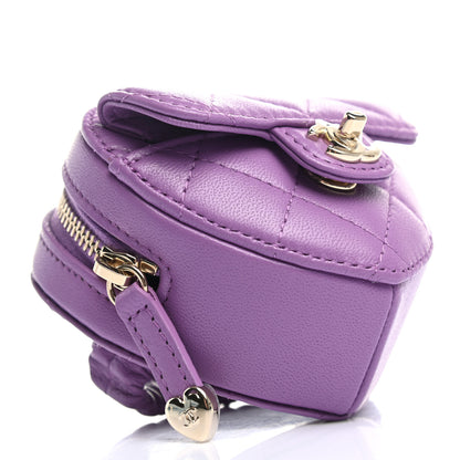 Chanel Lambskin Quilted CC In Love Heart Zipped Arm Coin Purse Purple 4 of 8